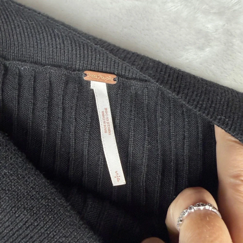 Free‎ People Ribbed Knit Midi Skirt Set Black Camel S